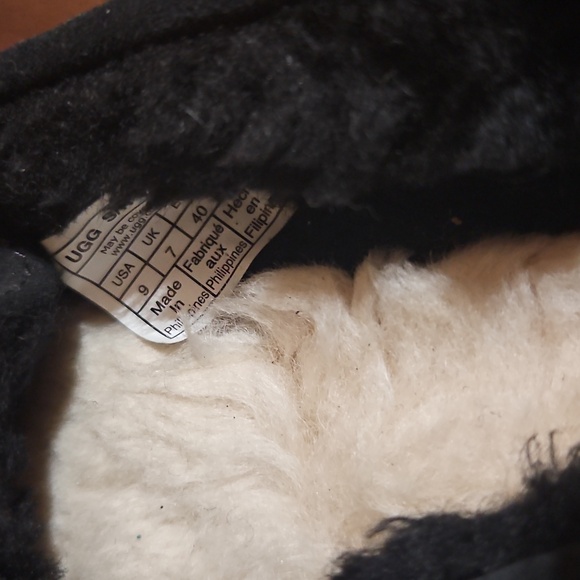 UGG Ansley Heritage Bow Slip On Moccasins Slippers Shoes Black Suede Sheepskin - Picture 5 of 6